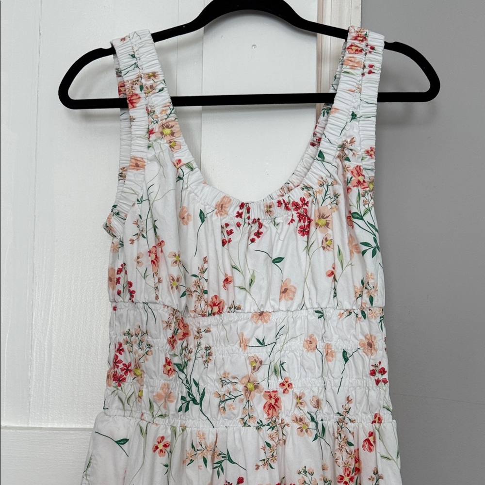 LOFT White Maxi Sundress with Pink & Orange Floral Print - Picture 2 of 6